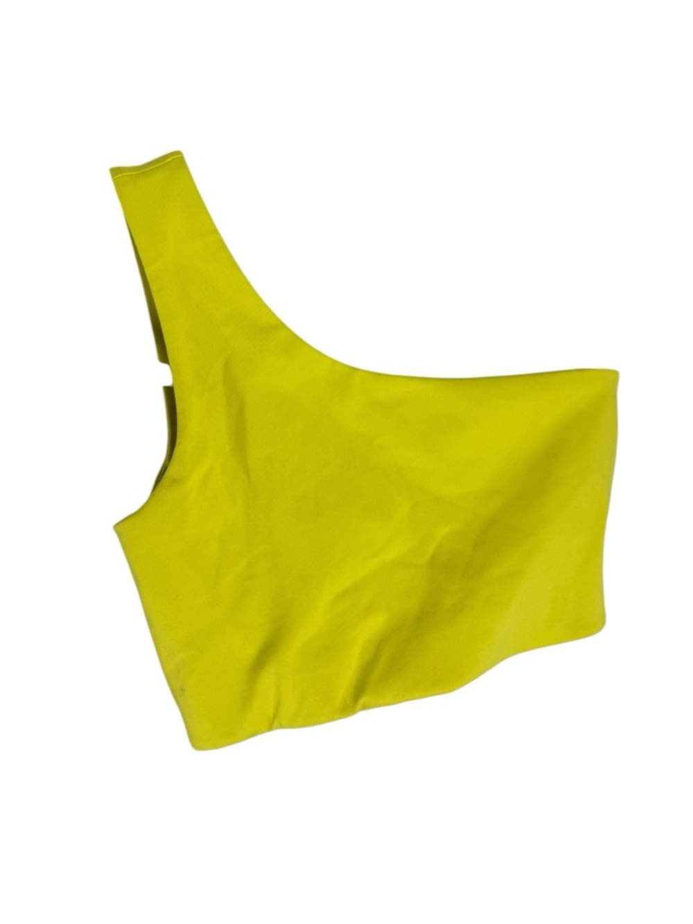 Girlfriend Collective One-Shoulder Neon Yellow Crop Top sports bra Small